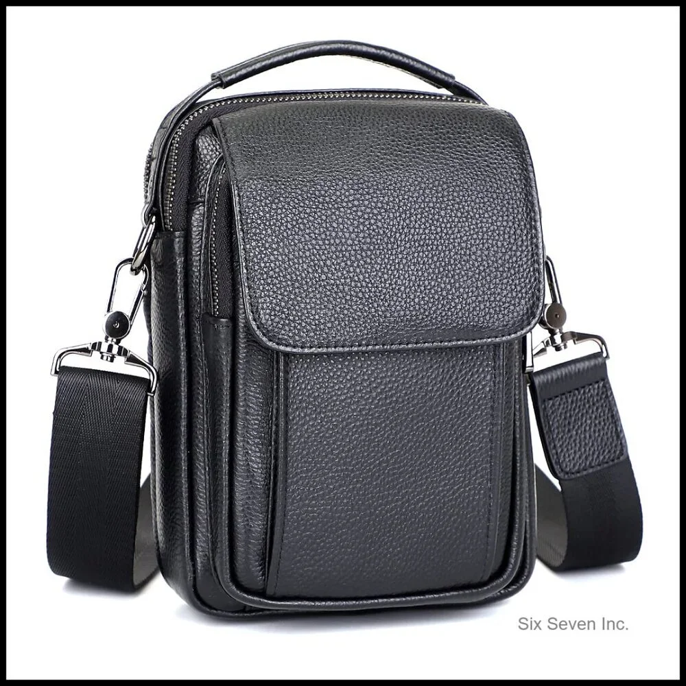 Genuine Leather Messenger Bag Crossbody Sling Shoulder Bag Travel Daypack